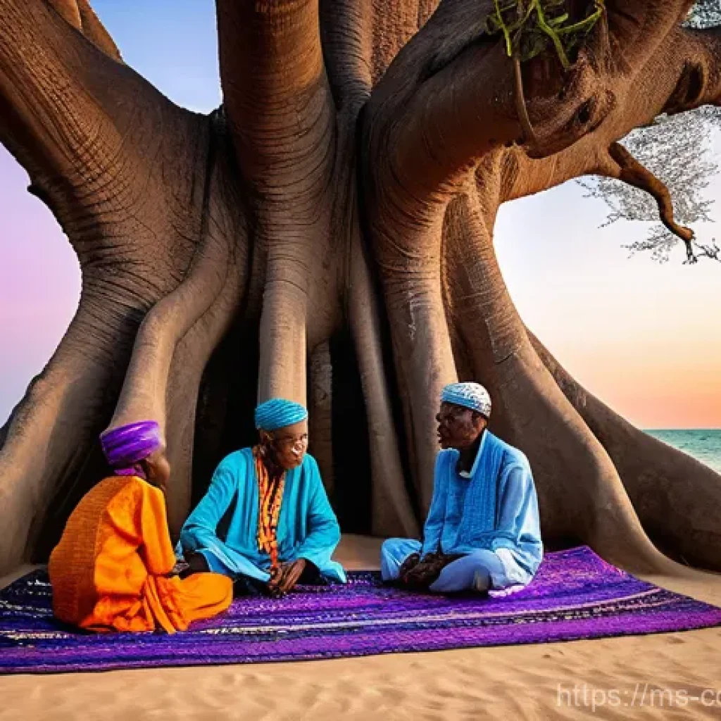 코모로 출신 작가와 작품 - **Prompt 1: The Elder's Tale by the Comorian Sea**
"A wise Comorian elder, with a kind, expressi...