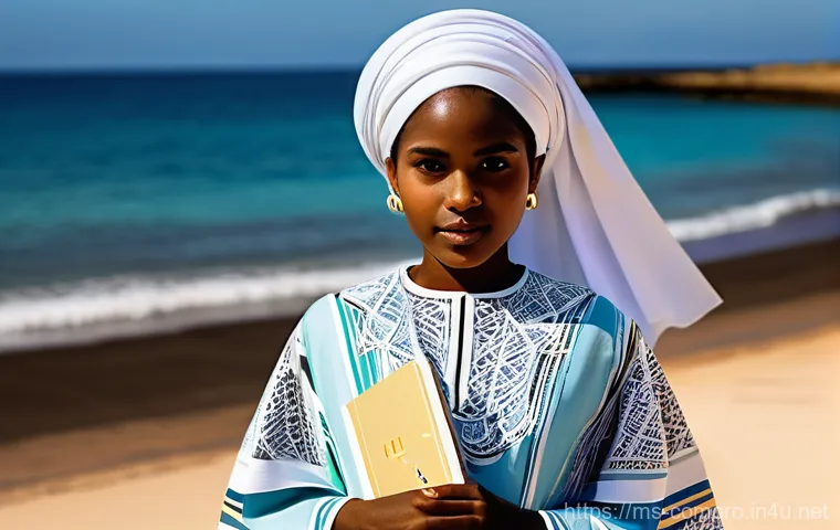 코모로 출신 작가와 작품 - **Prompt 2: Island Harmony and Reflection**
    "A peaceful scene of a young Comorian person (gender...