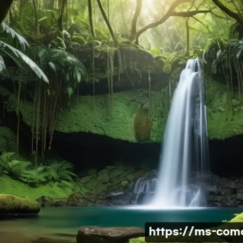 Home 30 코모로 앙주앙 섬 자연경관 - **Mystical Rainforest and Cascading Waterfall:**
"A breathtaking, mystical tropical rainforest i...